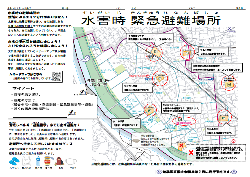 画僧：ybt（矢口地区の防災情報紙）の裏面