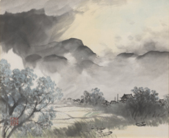 川合玉堂（かわいぎょくどう）《雨後（うご）》1957年、玉堂美術館蔵