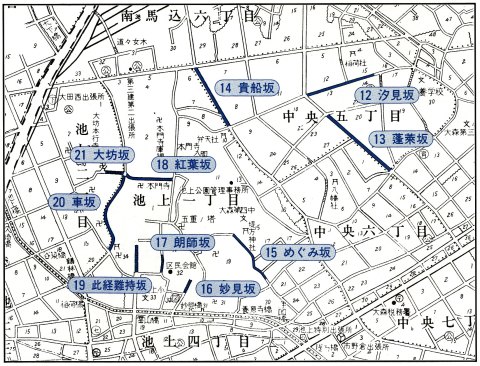 画像：池上地域の坂道の地図