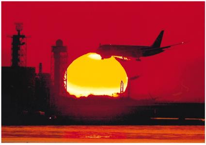 写真：重永　幸年さん作「羽田借景　空港の夜明」（空港近くの河口）