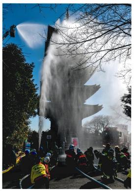 写真：中川　盛一さん作「一斉放水」（池上本門寺）