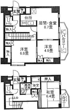 プラムハイツ北糀谷　間取り図Aタイプ