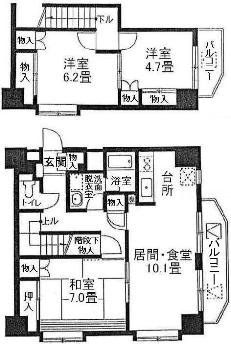 プラムハイツ北糀谷　間取り図Bタイプ