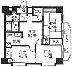 プラムハイツ北糀谷　間取り図Cタイプ