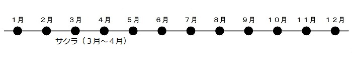 3がつから4月にはサクラの花が咲きます。