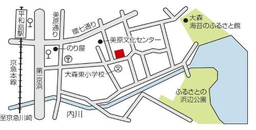 地図：大森東図書館への案内図