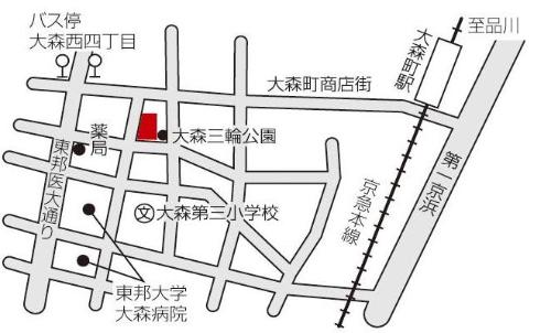 地図：大森西図書館への案内図